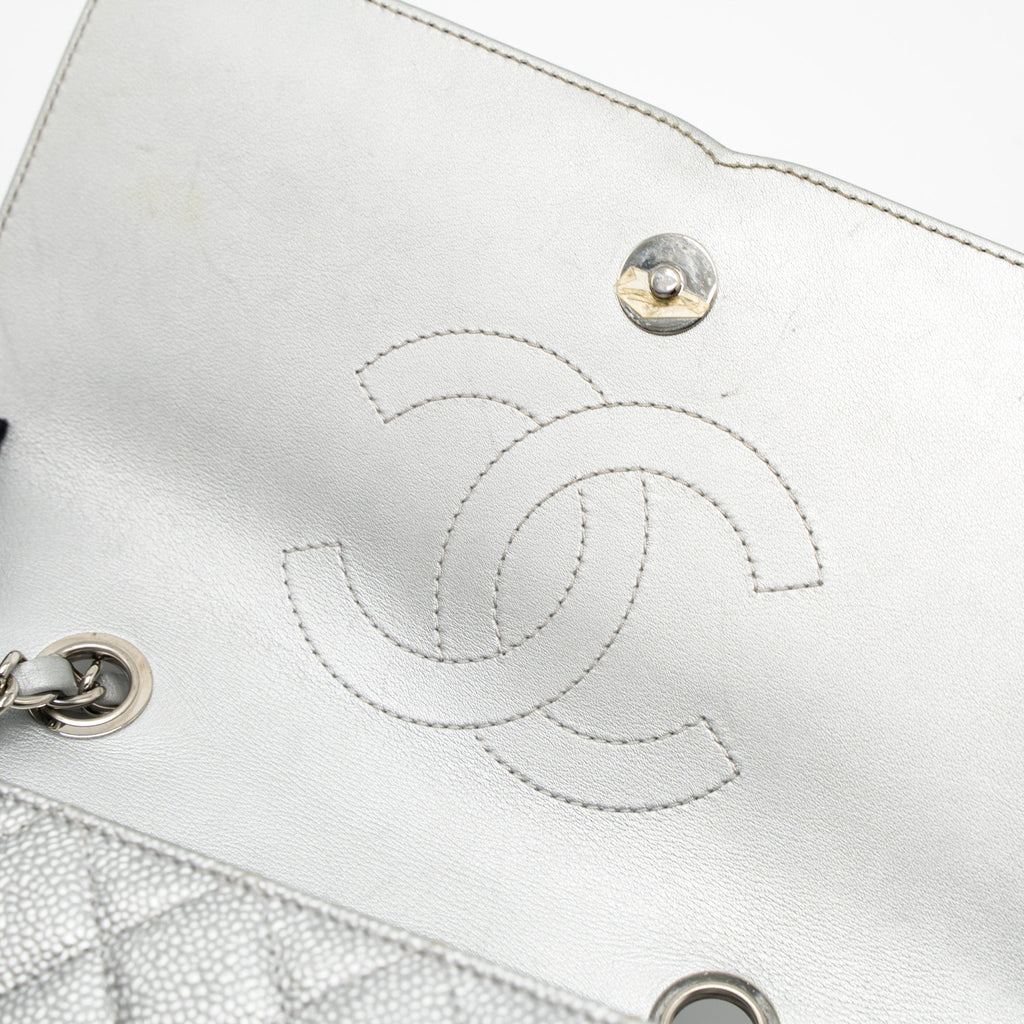 CHANEL FILIGREE FLAP BAG CAVIAR SILVER SHW