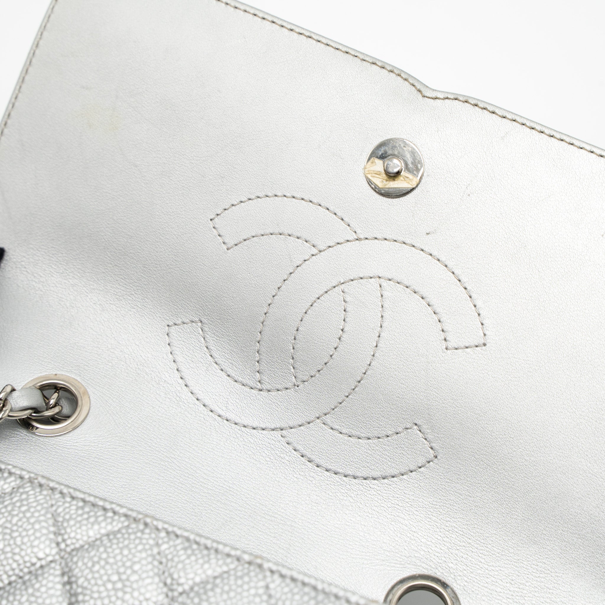 CHANEL FILIGREE FLAP BAG CAVIAR SILVER SHW