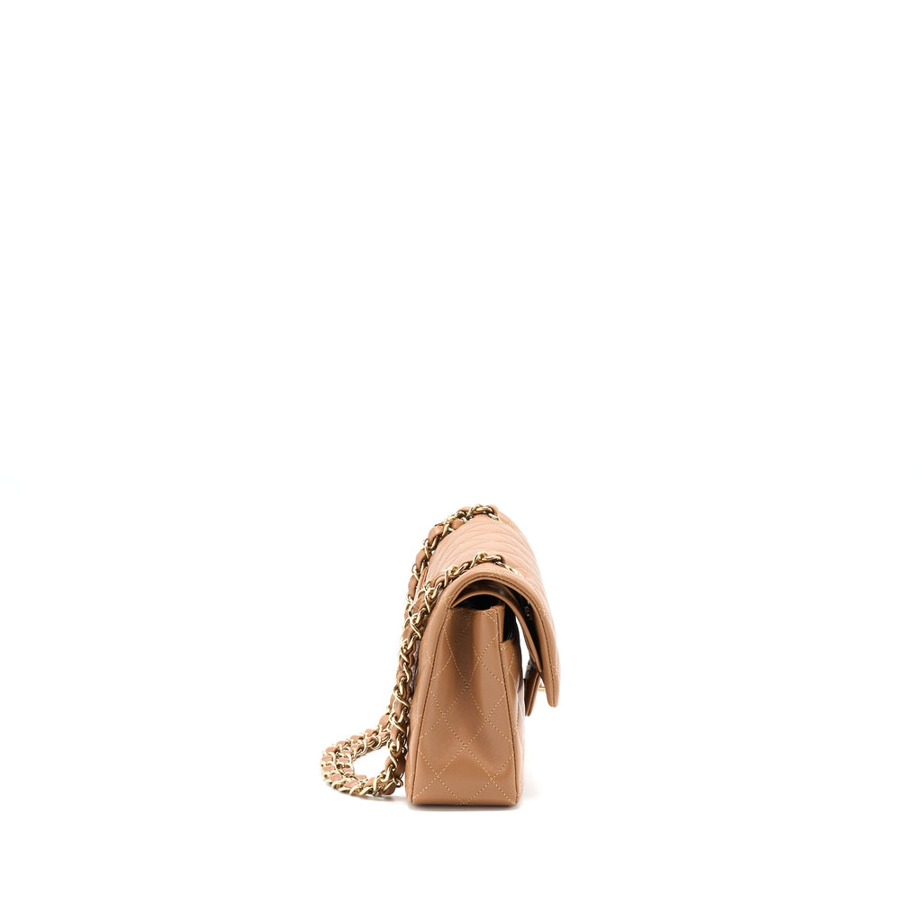 CHANEL 22S SMALL CLASSIC FLAP BAG LAMBSKIN CARAMEL LGHW(MICROCHIP)