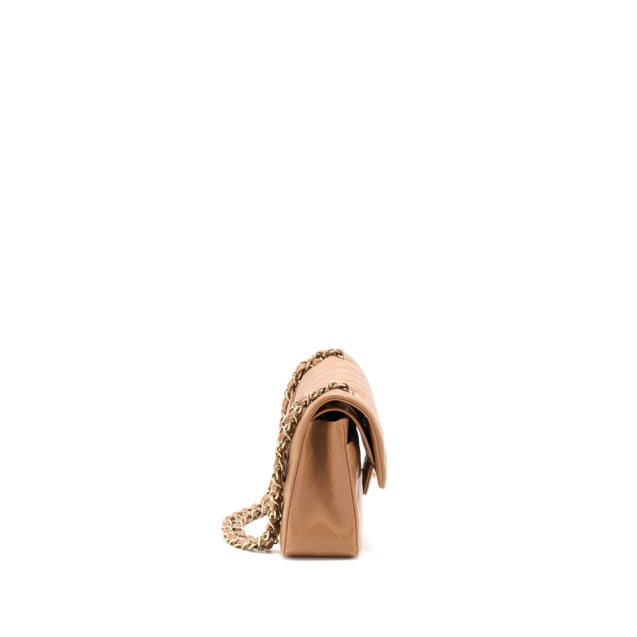 CHANEL 22S SMALL CLASSIC FLAP BAG LAMBSKIN CARAMEL LGHW(MICROCHIP)