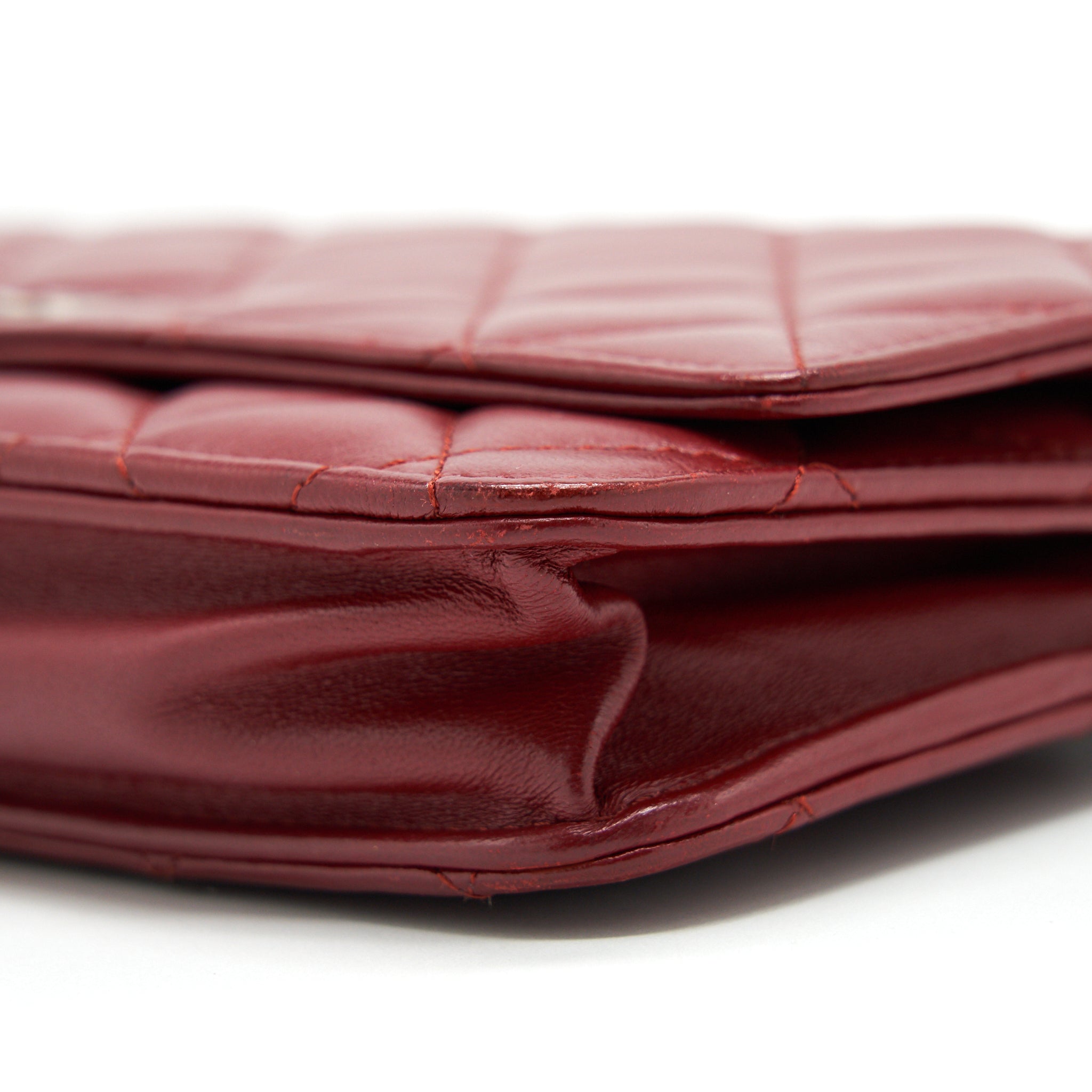 CHANEL CLASSIC WALLET ON CHAIN LAMBSKIN DARK RED SHW