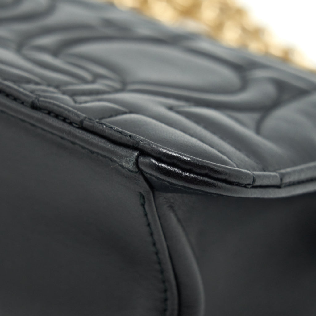 FERRAGAMO QUILTED GANCINI FLAP BAG CALFSKIN BLACK GHW