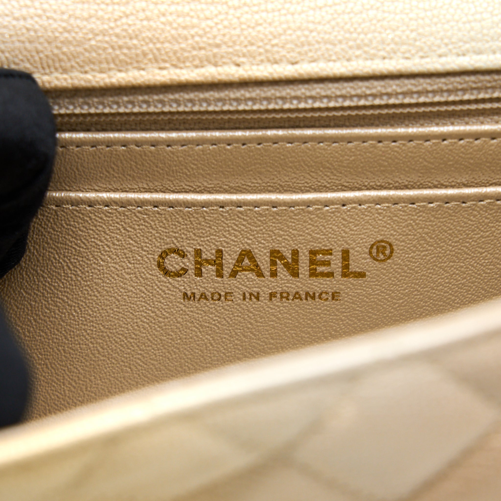 CHANEL 22C MINI RECTANGULAR FLAG BAG GOATSKIN OMBRE BEIGE BRUSHED GHW (MICROCHIP)