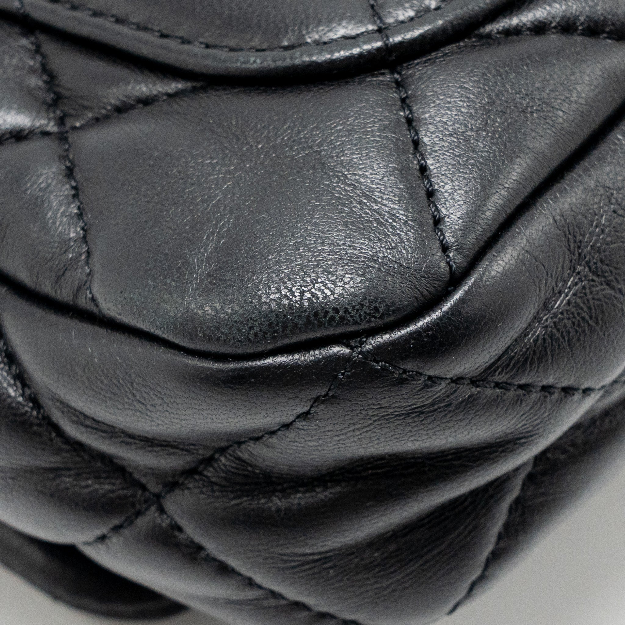 CHANEL 22S GIANT CHAIN MINI FLAP BAG LAMBSKIN BLACK BRUSHED GHW (MICROCHIP)
