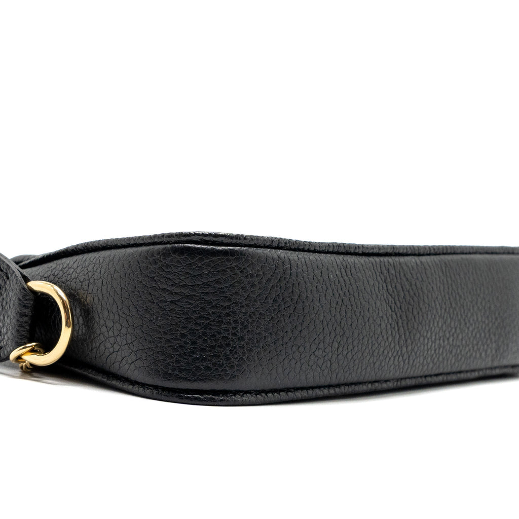 LOUIS VUITTON MINI POCHETTE ACCESSORIES MONOGRAM EMPREINTE BLACK/ BEIGE GHW
