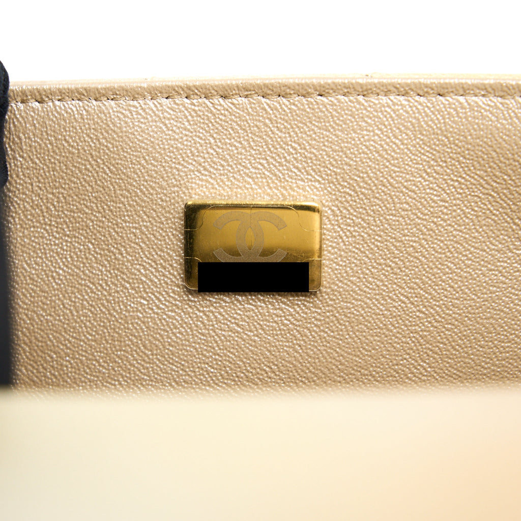 CHANEL 22C MINI RECTANGULAR FLAG BAG GOATSKIN OMBRE BEIGE BRUSHED GHW (MICROCHIP)