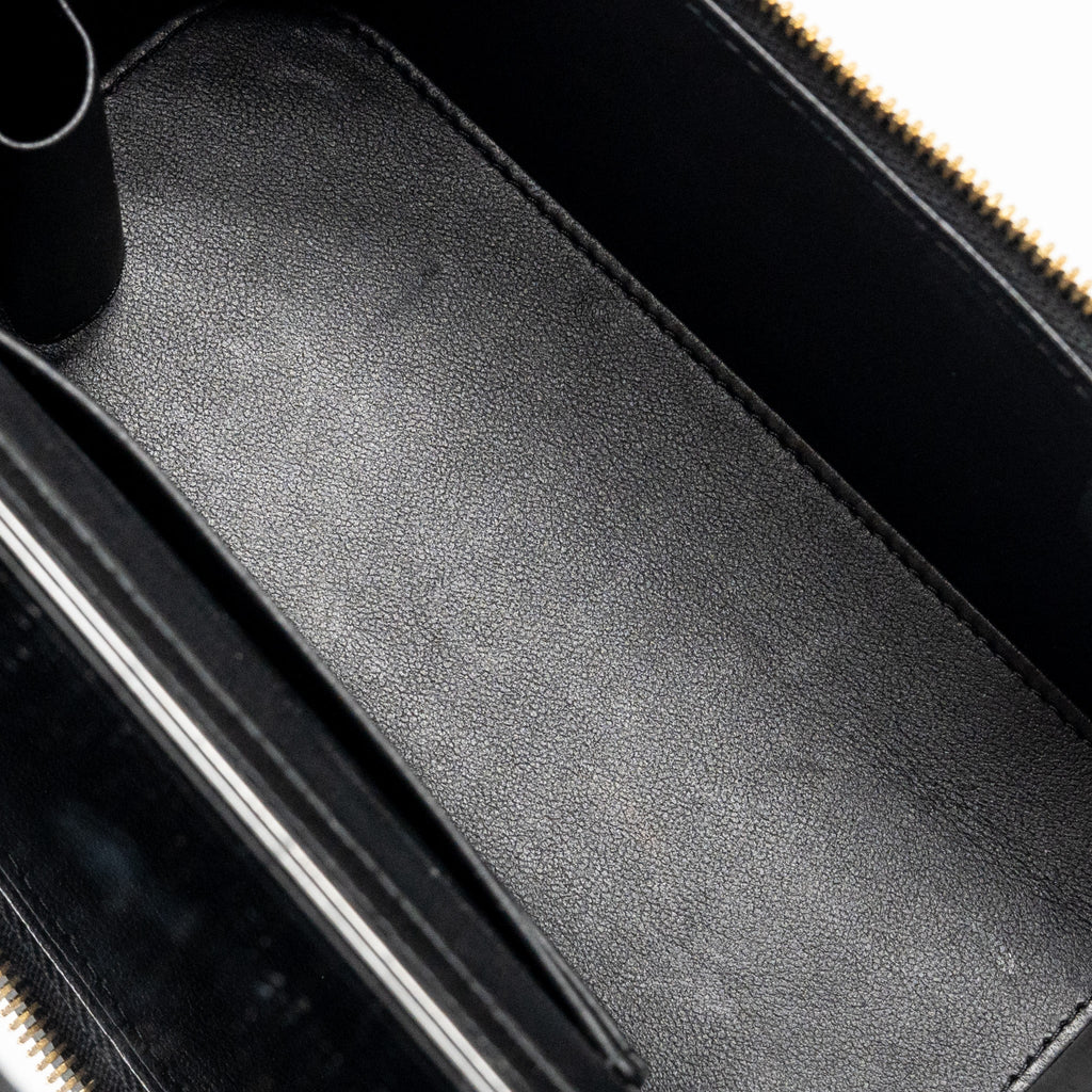 CHANEL LETTER TWIST TOP HANDLE LONG VANITY WITH CHAIN LAMBSKIN BLACK GHW (MICROCHIP)