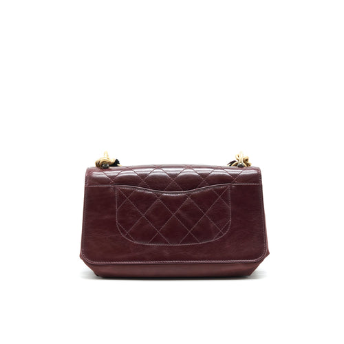 CHANEL SEASONAL FLAP BAG CALFSKIN / SUEDE LEATHER BURGUNDY GHW