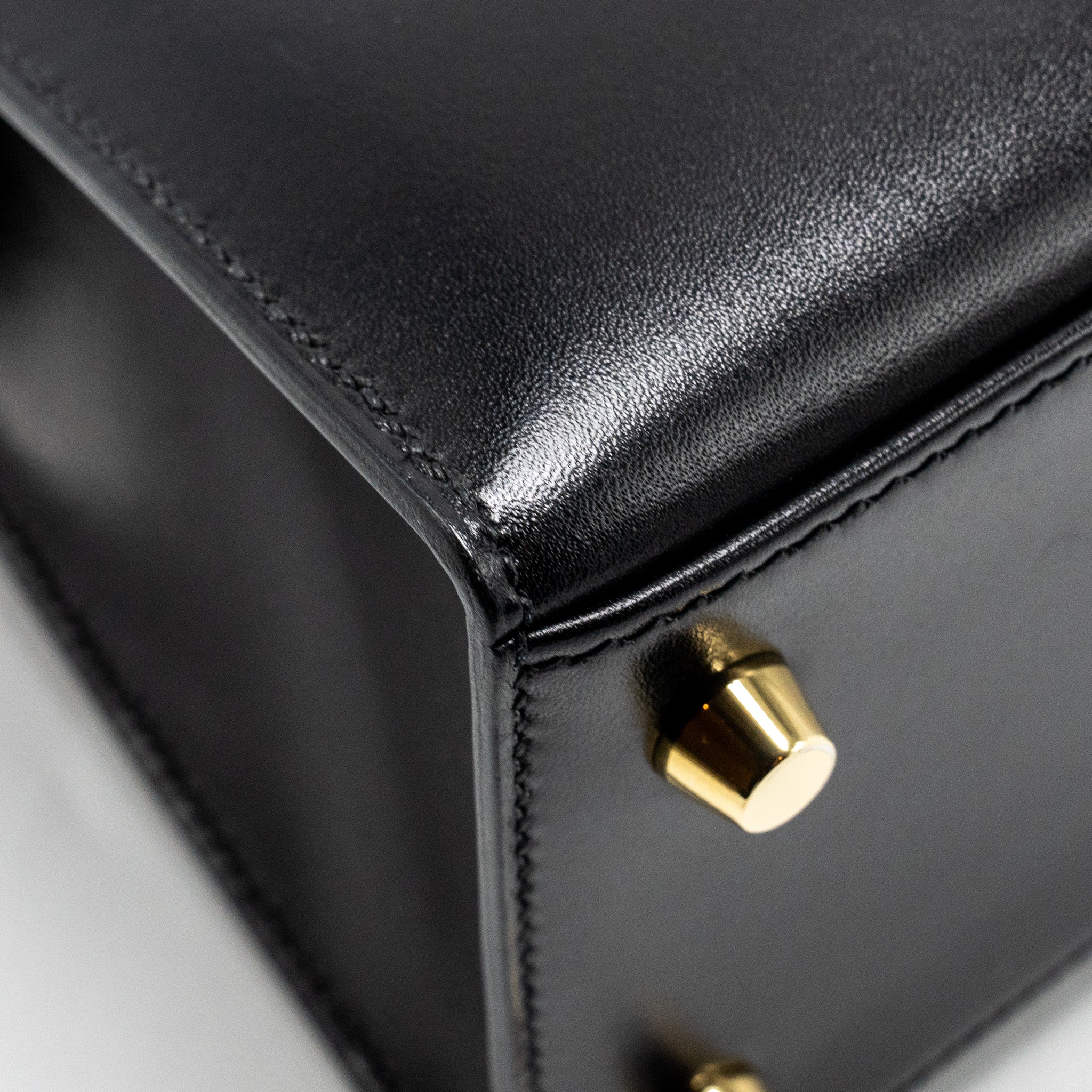 HERMES KELLY 25 BOX BLACK GHW