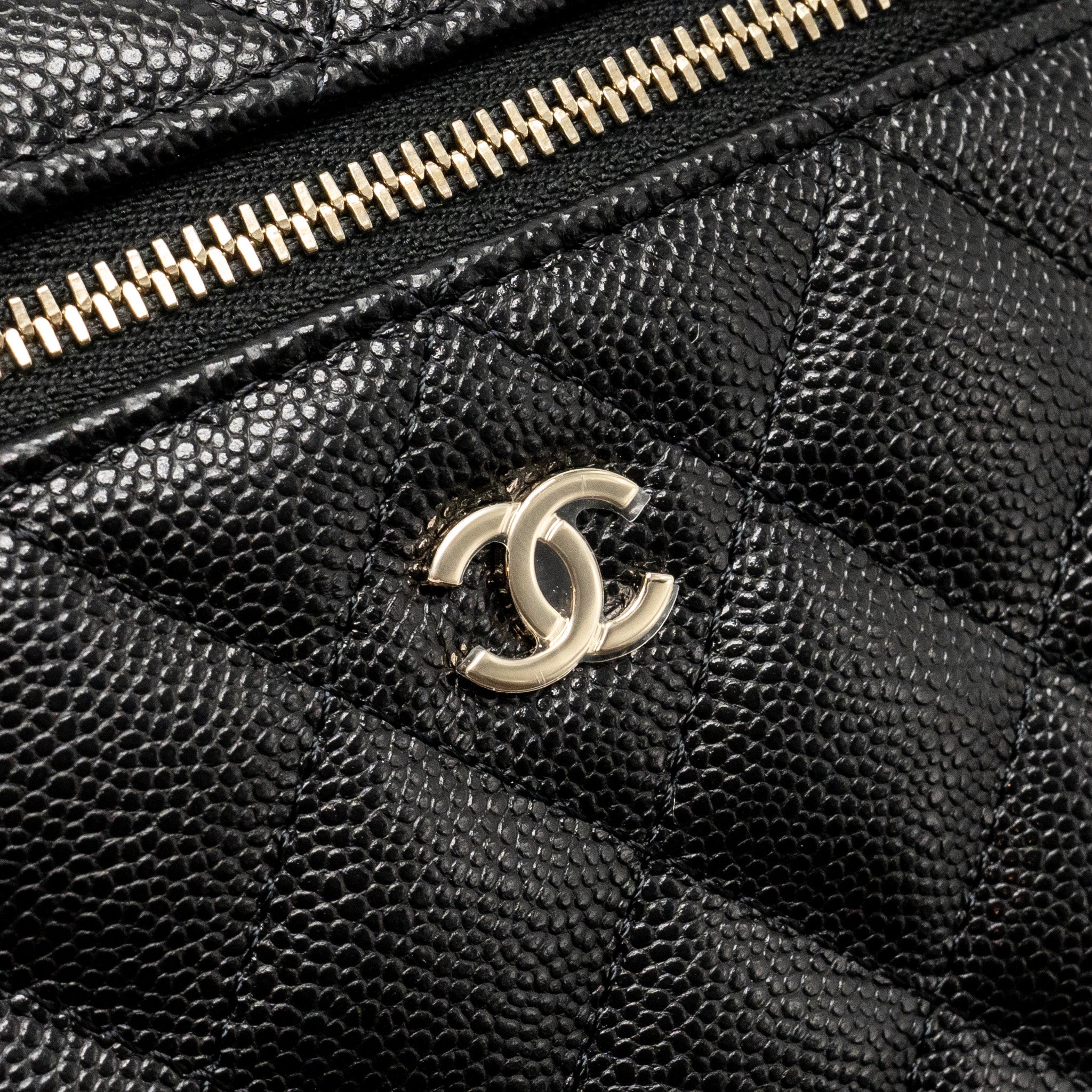 CHANEL CC TOP HANDLE VANITY BAG CAVIAR BLACK LGHW (MICROCHIP)