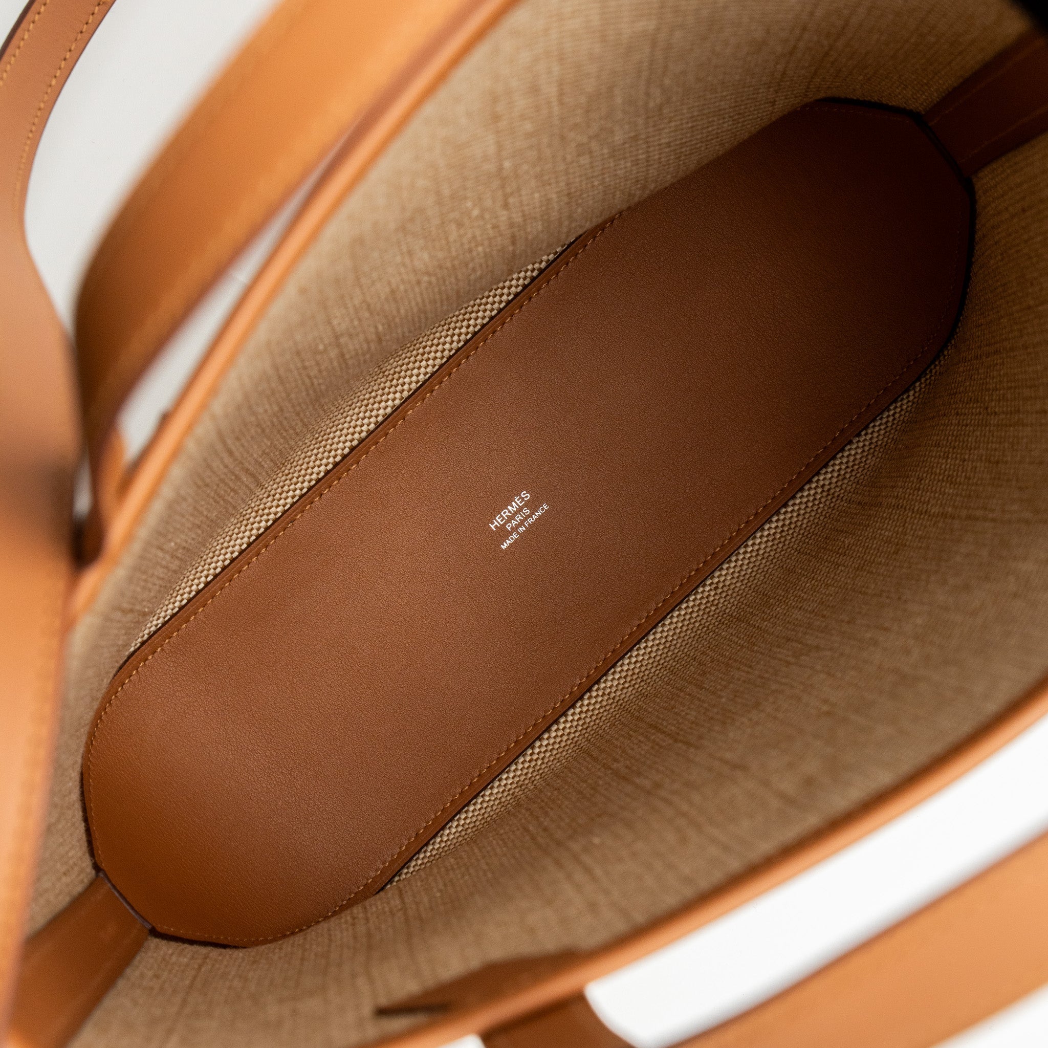 HERMES CABAS H EN BIAIS 27 BAG CANVAS/LEATHER ECRU/NATURAL/GOLD