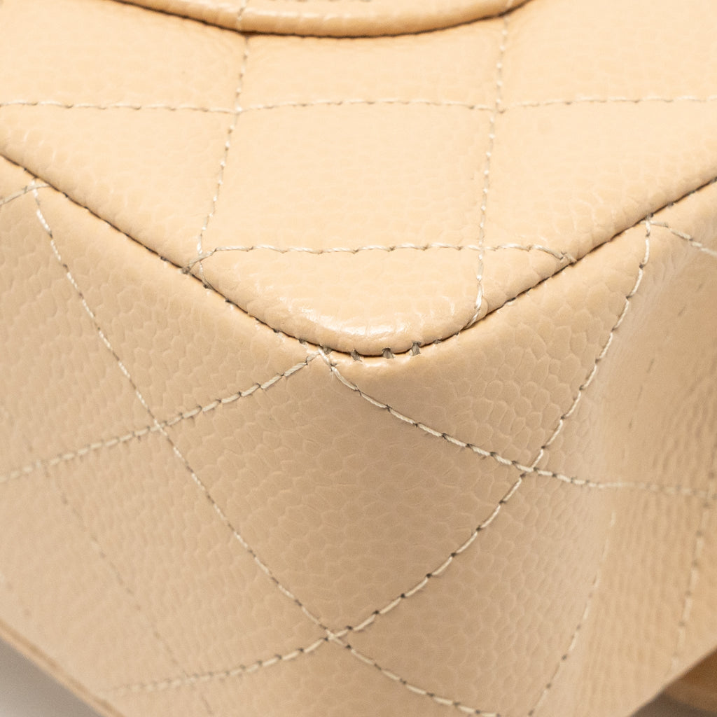 CHANEL SMALL CLASSIC DOUBLE FLAP BAG CAVIAR BEIGE GHW