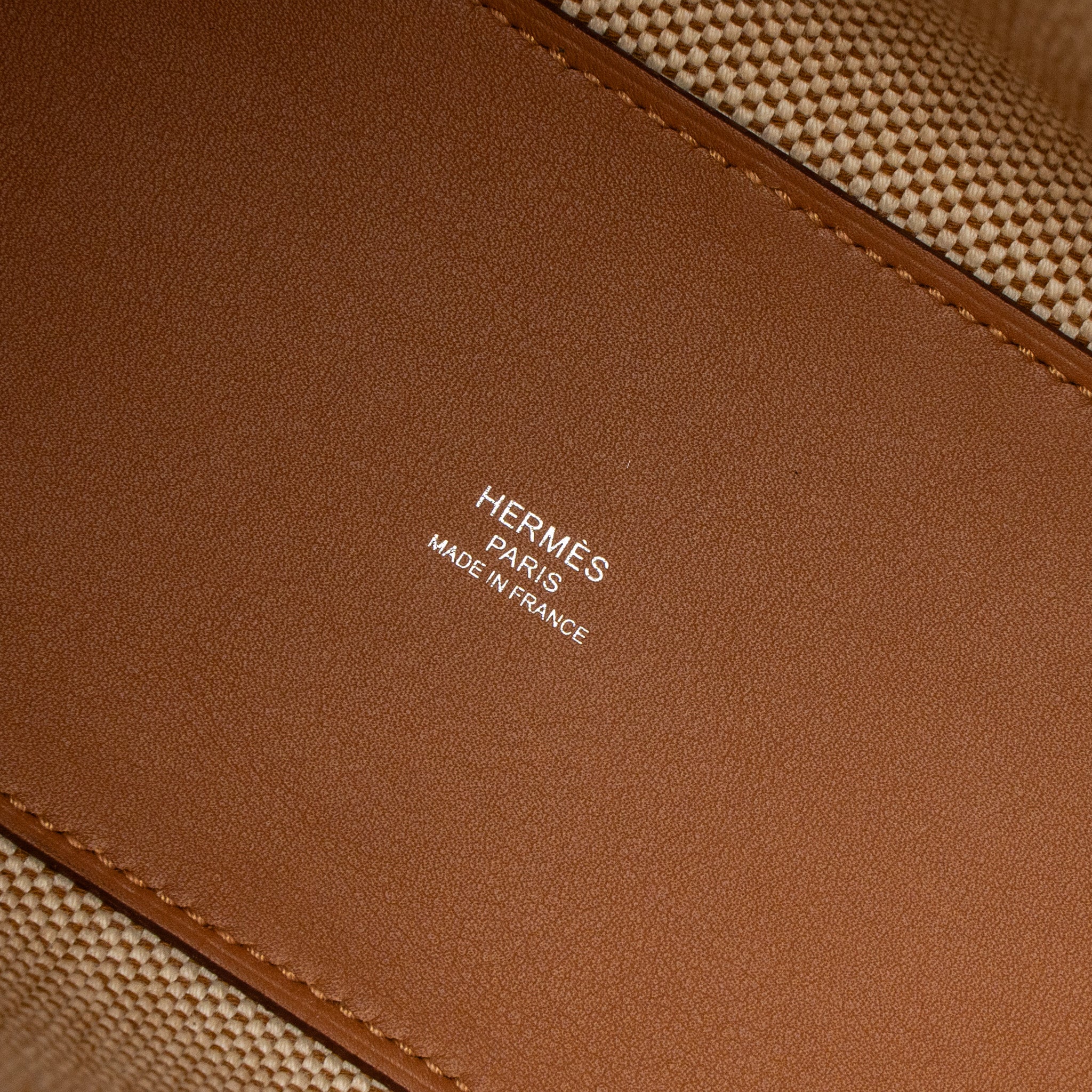 HERMES CABAS H EN BIAIS 27 BAG CANVAS/LEATHER ECRU/NATURAL/GOLD
