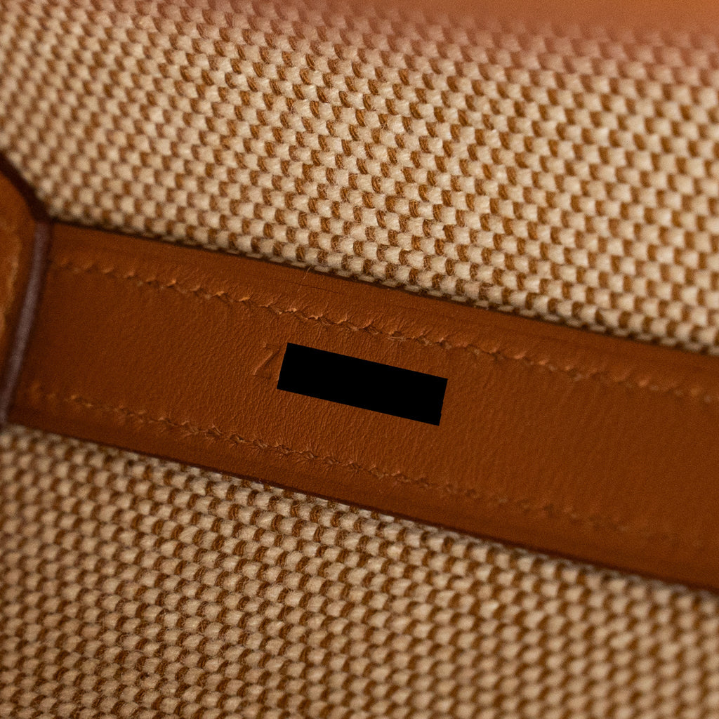 HERMES CABAS H EN BIAIS 27 BAG CANVAS/LEATHER ECRU/NATURAL/GOLD