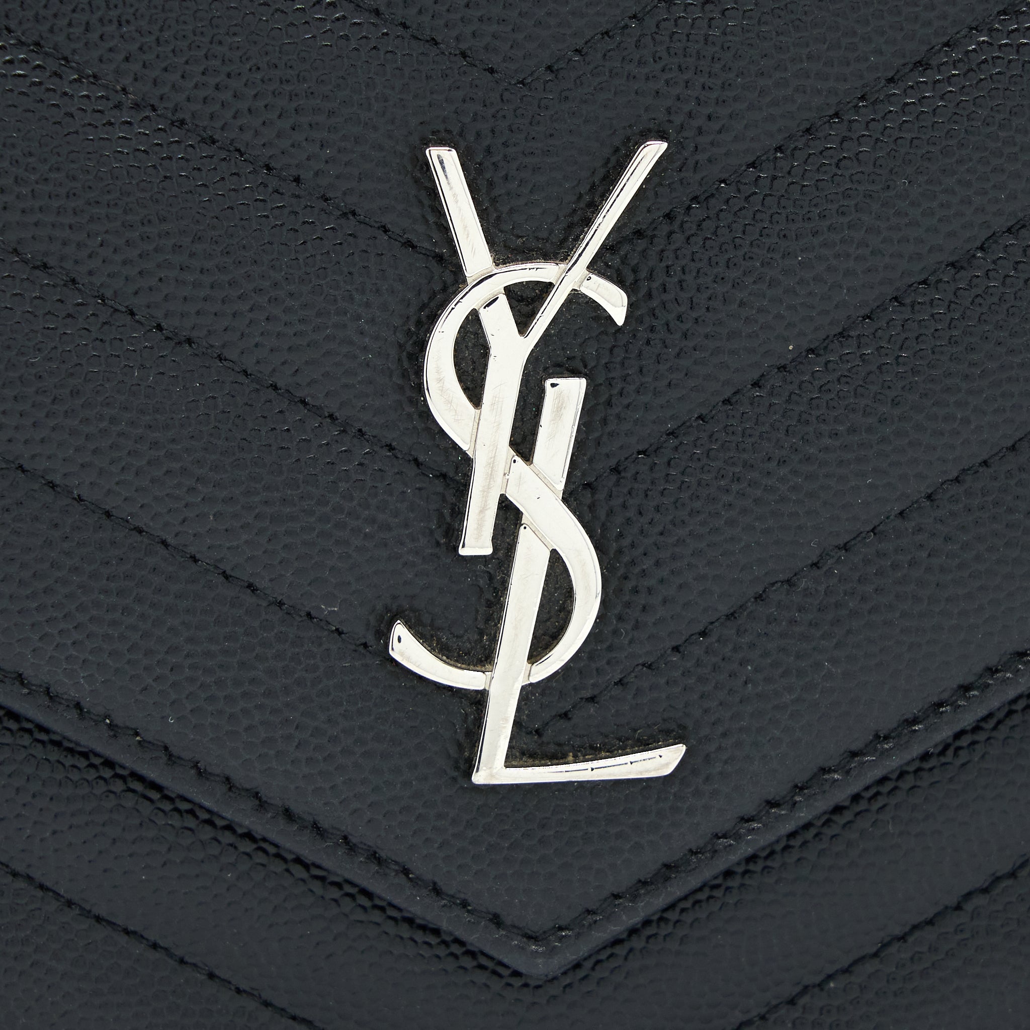 SAINT LAURENT/ YSL ENVELOPE WALLET ON CHAIN GRAIN CALFSKIN BLACK SHW