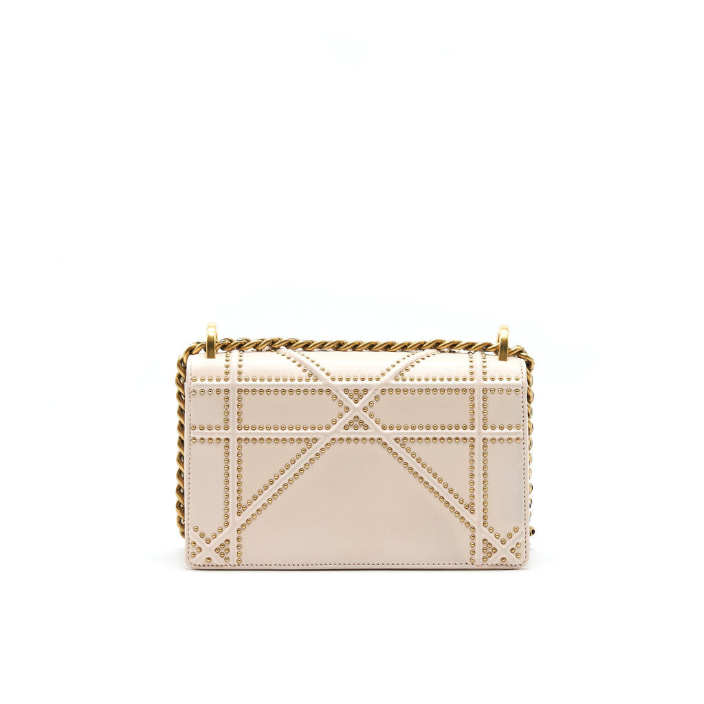 DIOR SMALL STUDDED DIORAMA BEIGE WITH GHW