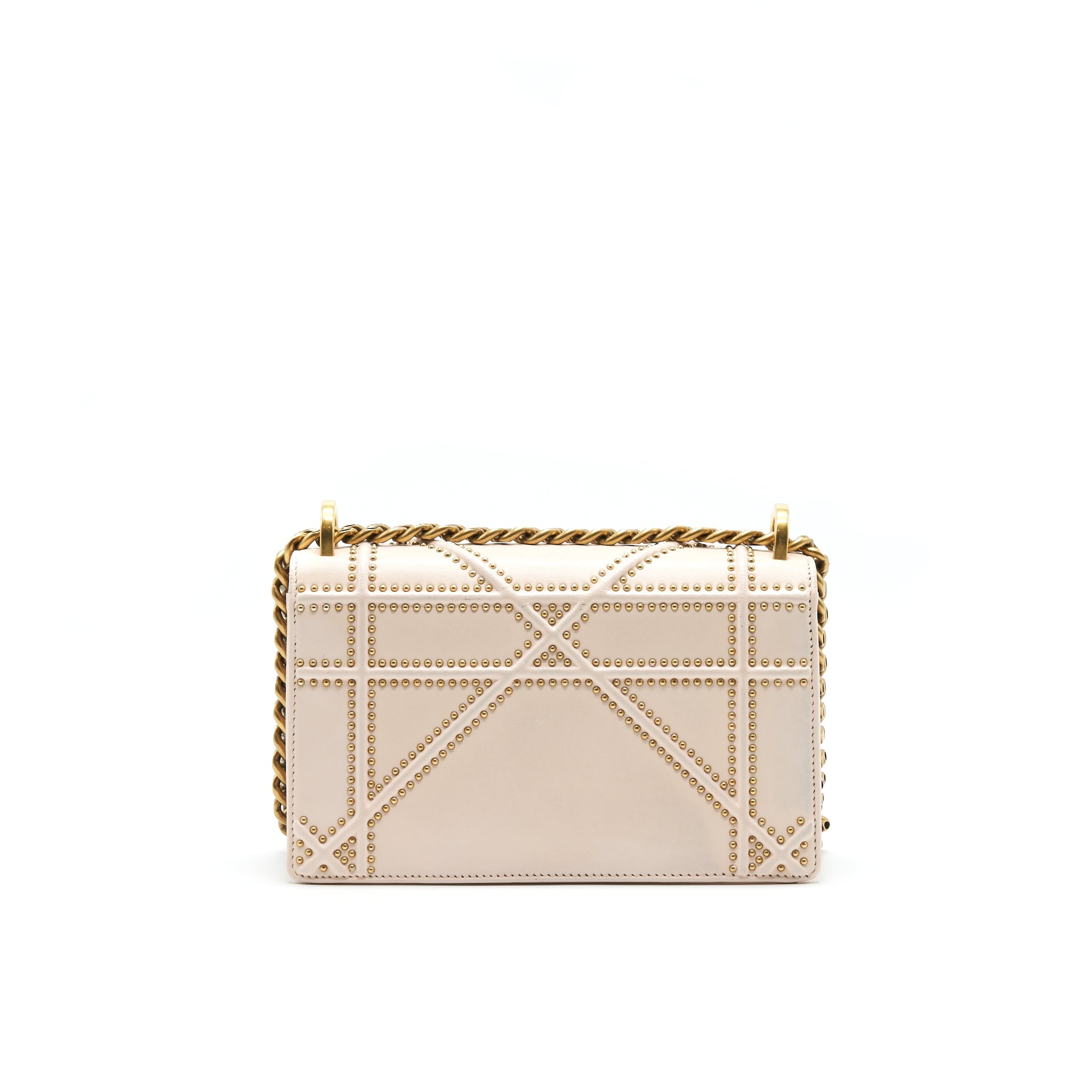 DIOR SMALL STUDDED DIORAMA BEIGE WITH GHW