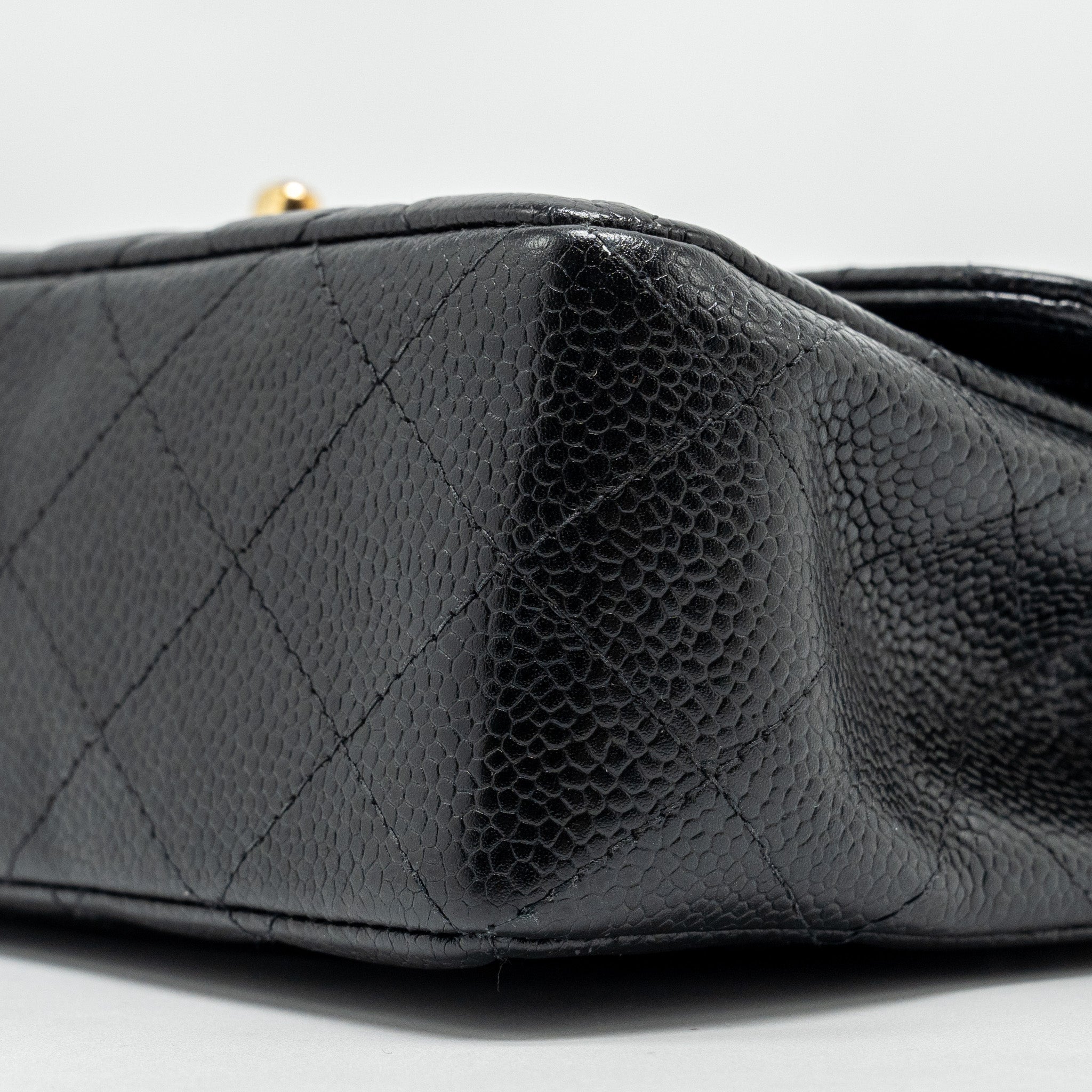 CHANEL VINTAGE SMALL CLASSIC DOUBLE FLAP BAG CAVIAR BLACK GHW