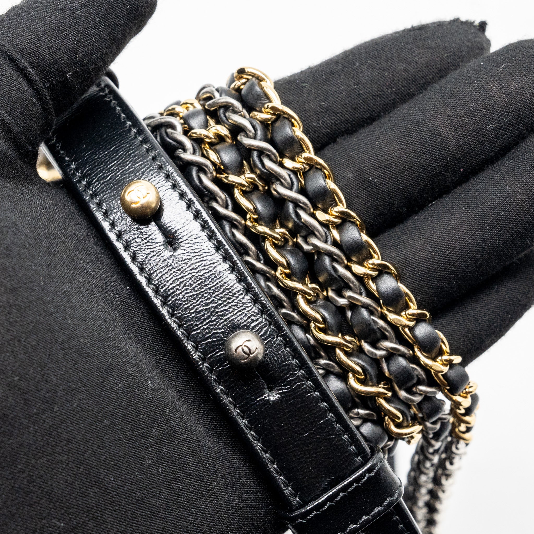 CHANEL SMALL GABRIELLE HOBO BAG AGED CALFSKIN BLACK MULTICOLOUR HARDWARE