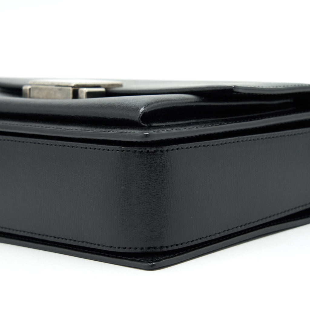 SAINT LAURENT/YSL BELLACHASSE CALFSKIN BLACK RUTHENIUM SLIVER HARDWARE