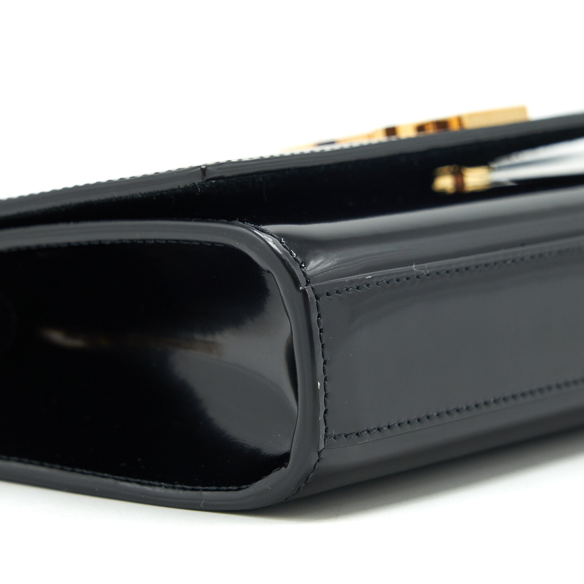SAINT LAURENT KATE FLAP BAG PATENT BLACK GHW