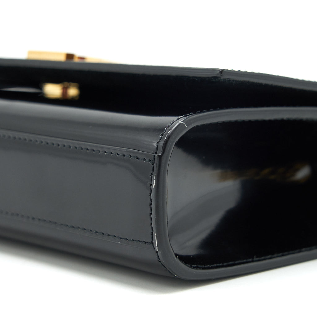SAINT LAURENT KATE FLAP BAG PATENT BLACK GHW