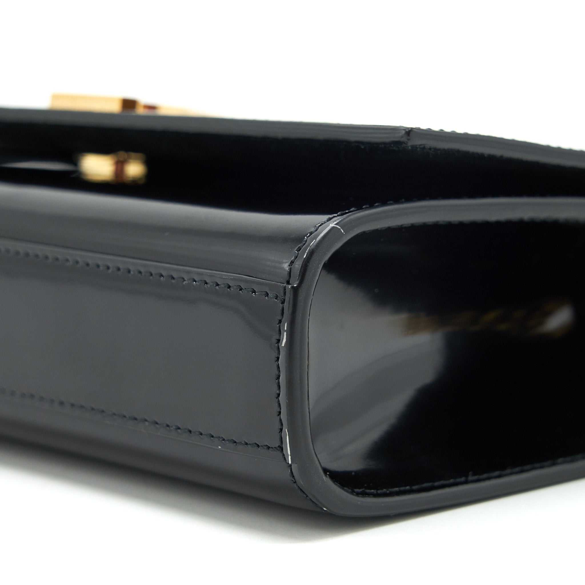 SAINT LAURENT KATE FLAP BAG PATENT BLACK GHW