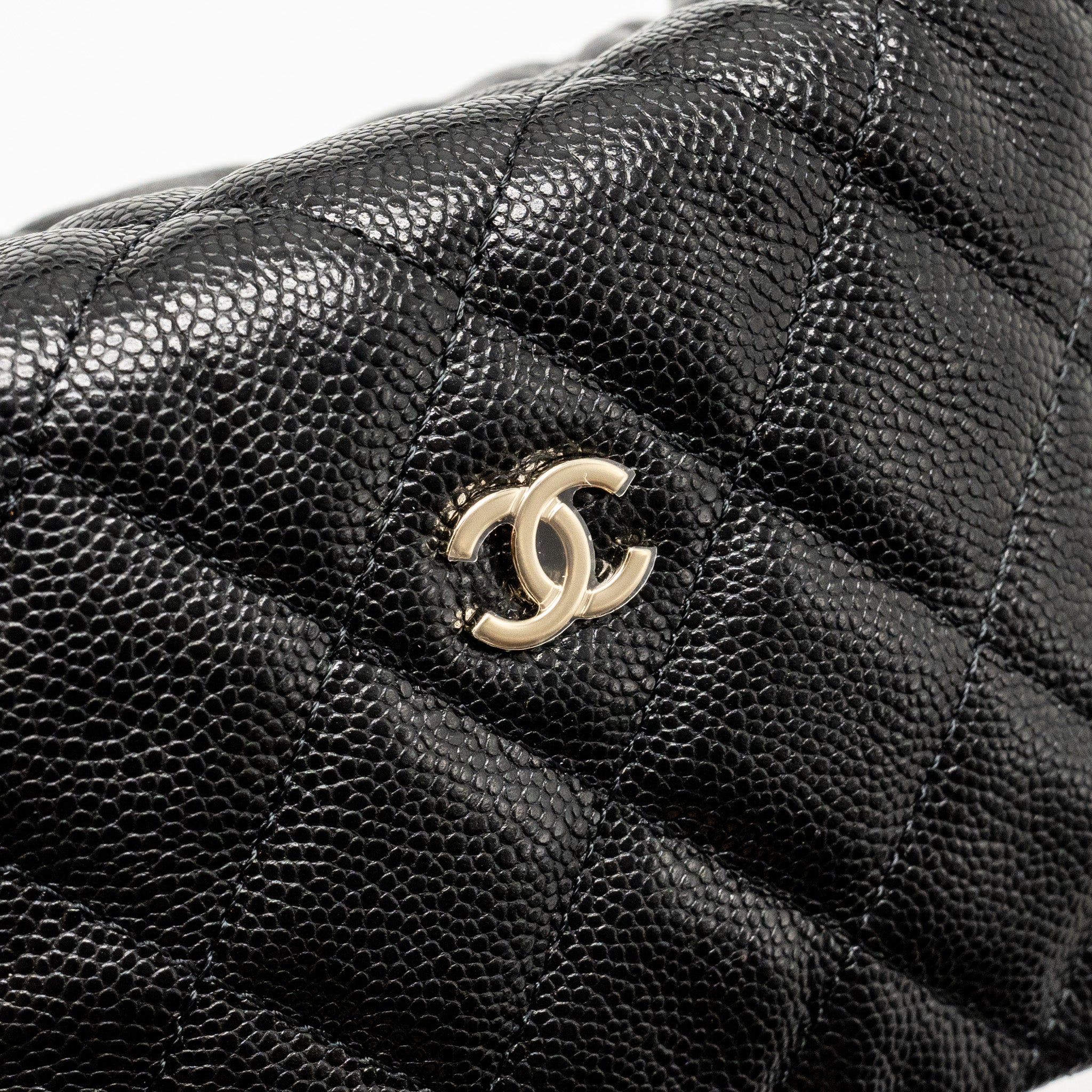 CHANEL QUILTED HOBO BAG CAVIAR BLACK GHW (MICROCHIP)