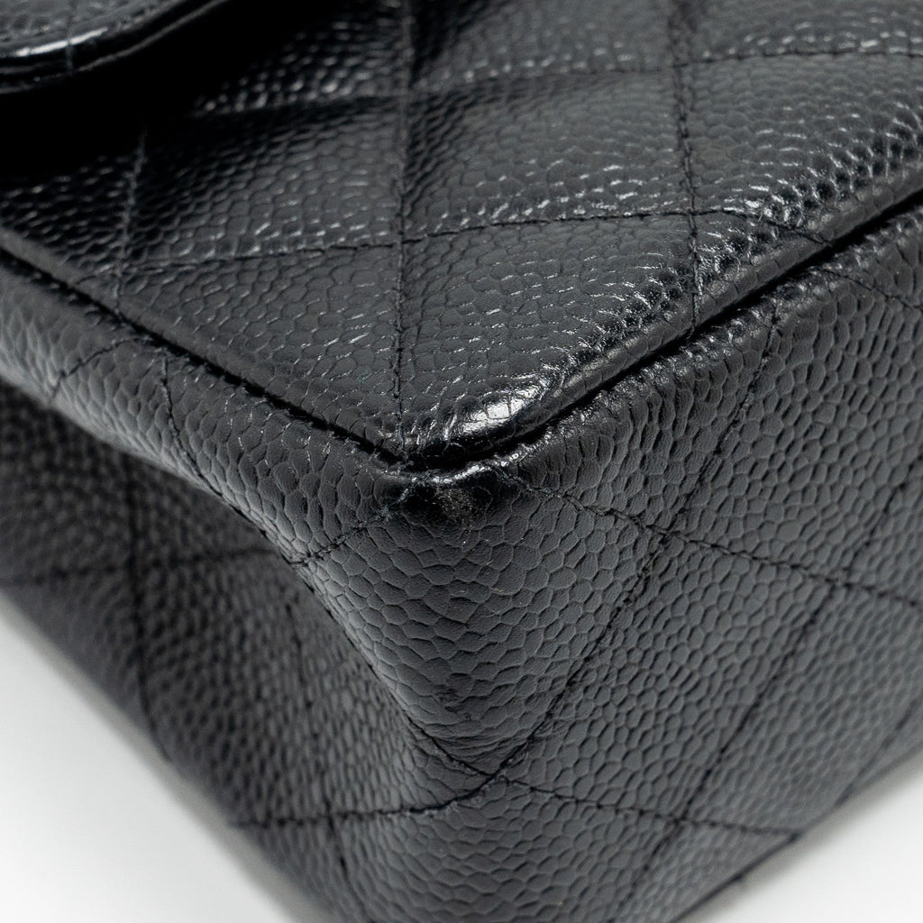 CHANEL VINTAGE SMALL CLASSIC DOUBLE FLAP BAG CAVIAR BLACK GHW