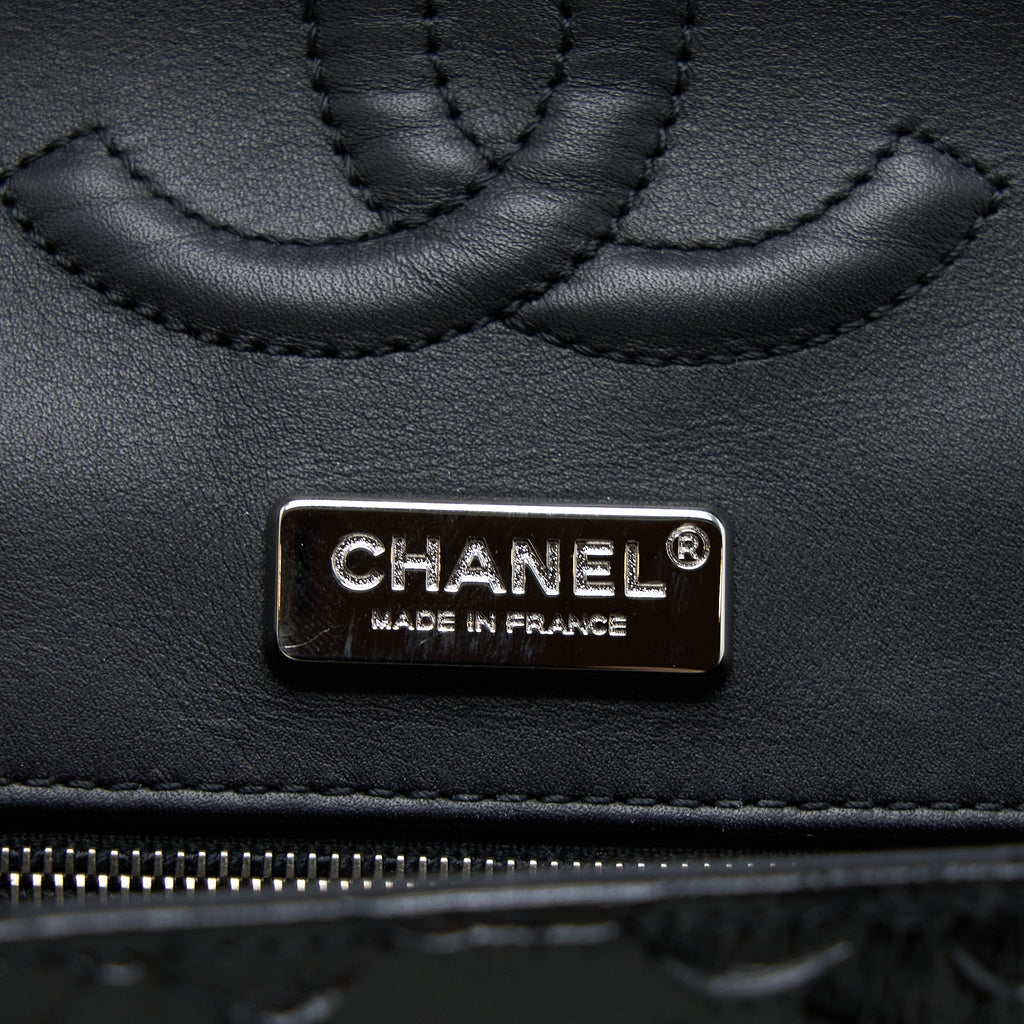 CHANEL MEDIUM CLASSIC DOUBLE FLAP BAG PYTHON BLACK SHW