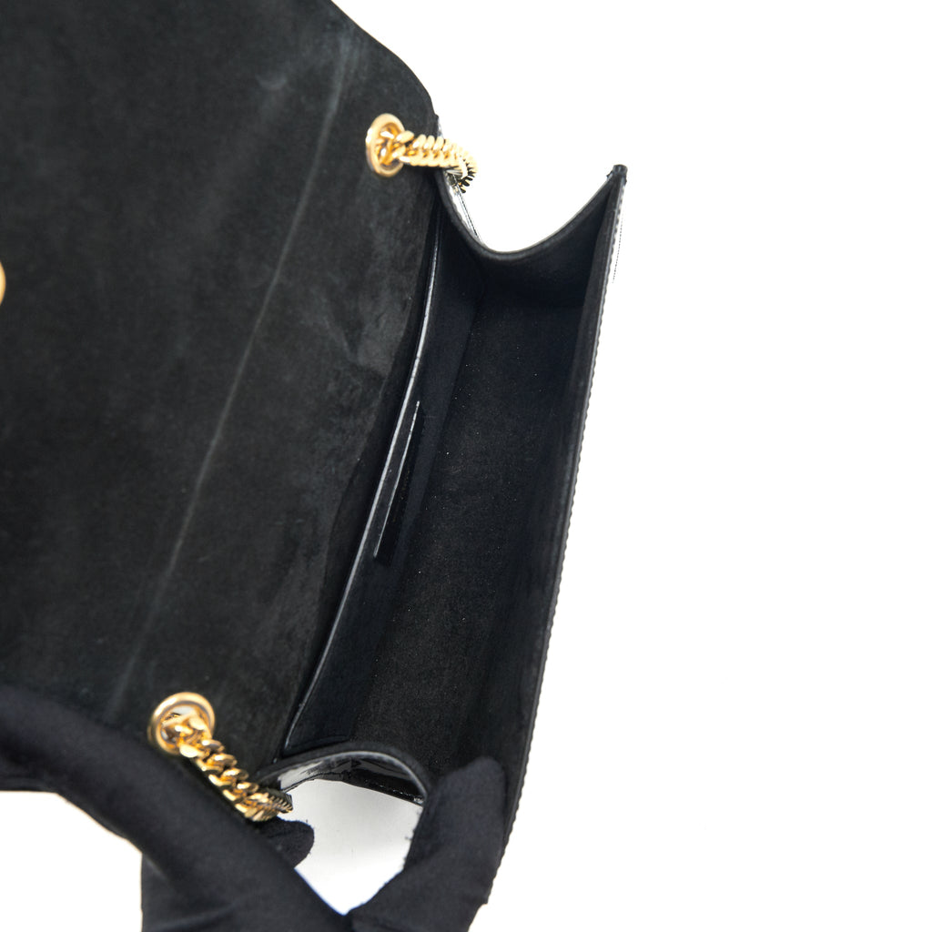 SAINT LAURENT KATE FLAP BAG PATENT BLACK GHW
