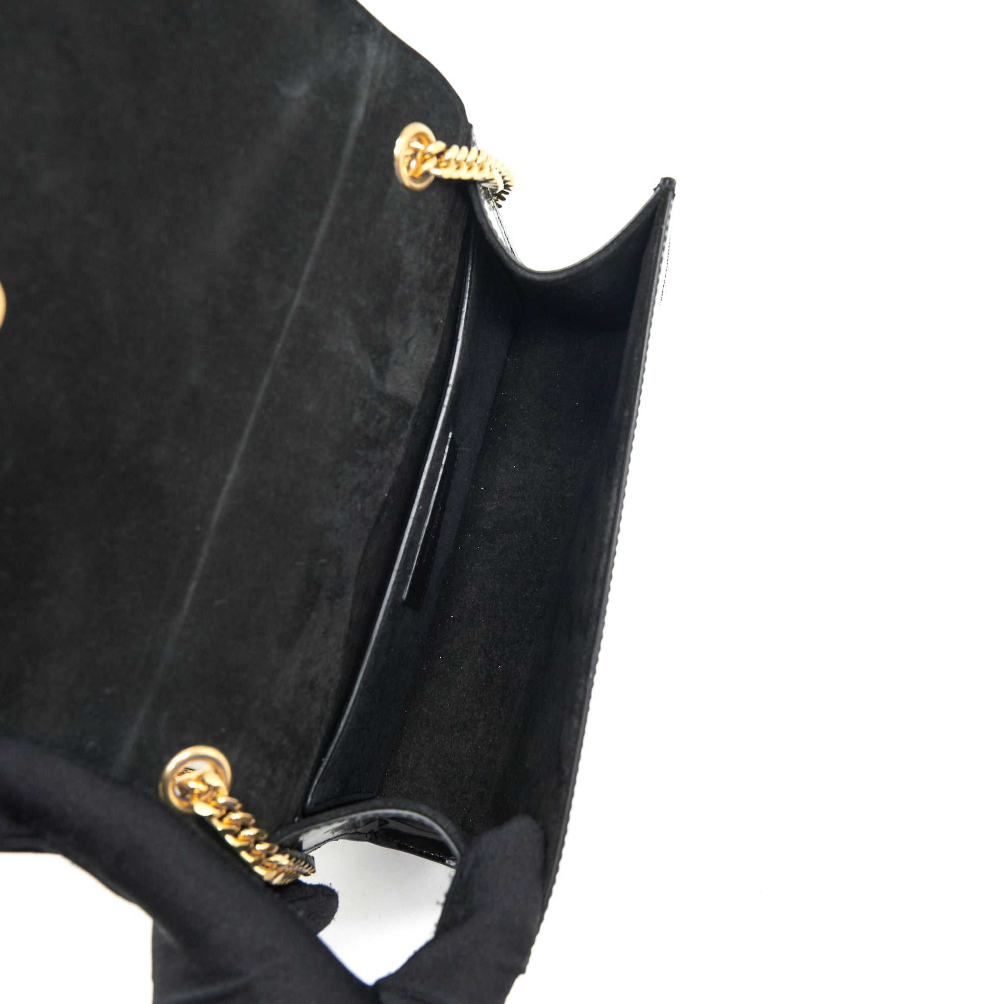 SAINT LAURENT KATE FLAP BAG PATENT BLACK GHW