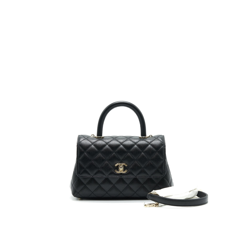 CHANEL 21K SMALL COCO HANDLE 24CM CAVIAR BLACK LGHW