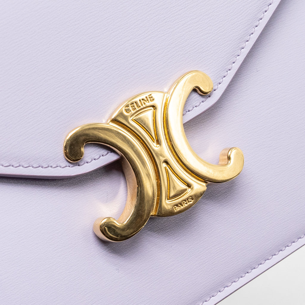 CELINE TRIOMPHE WALLET ON CHAIN MARGO SHINY CALFSKIN LIGHT LAVENDER GHW