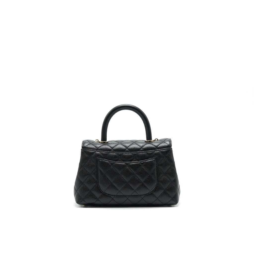 CHANEL 21K SMALL COCO HANDLE 24CM CAVIAR BLACK LGHW
