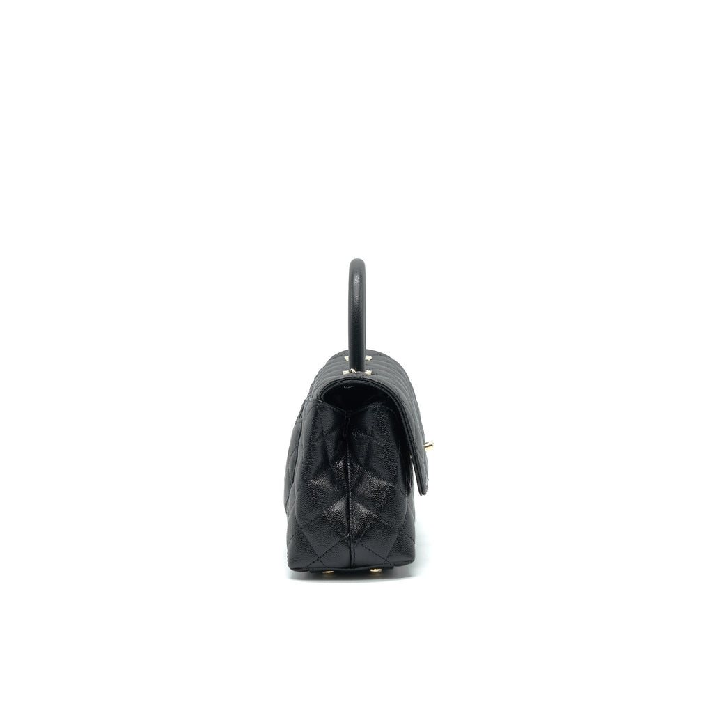 CHANEL 21K SMALL COCO HANDLE 24CM CAVIAR BLACK LGHW