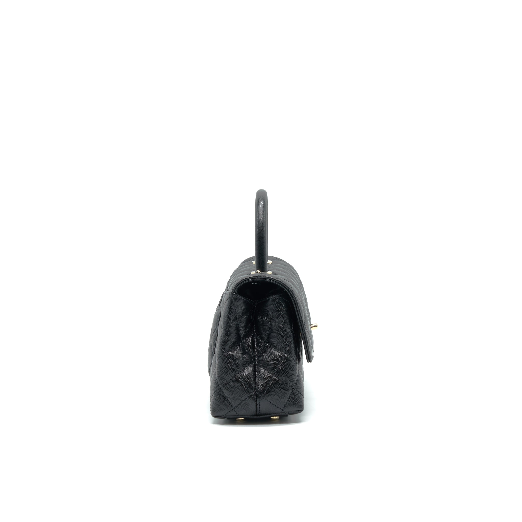 CHANEL 21K SMALL (OLD MINI) 24CM COCOHANDLE BLACK CAVIAR LGHW (MICROCHIP)