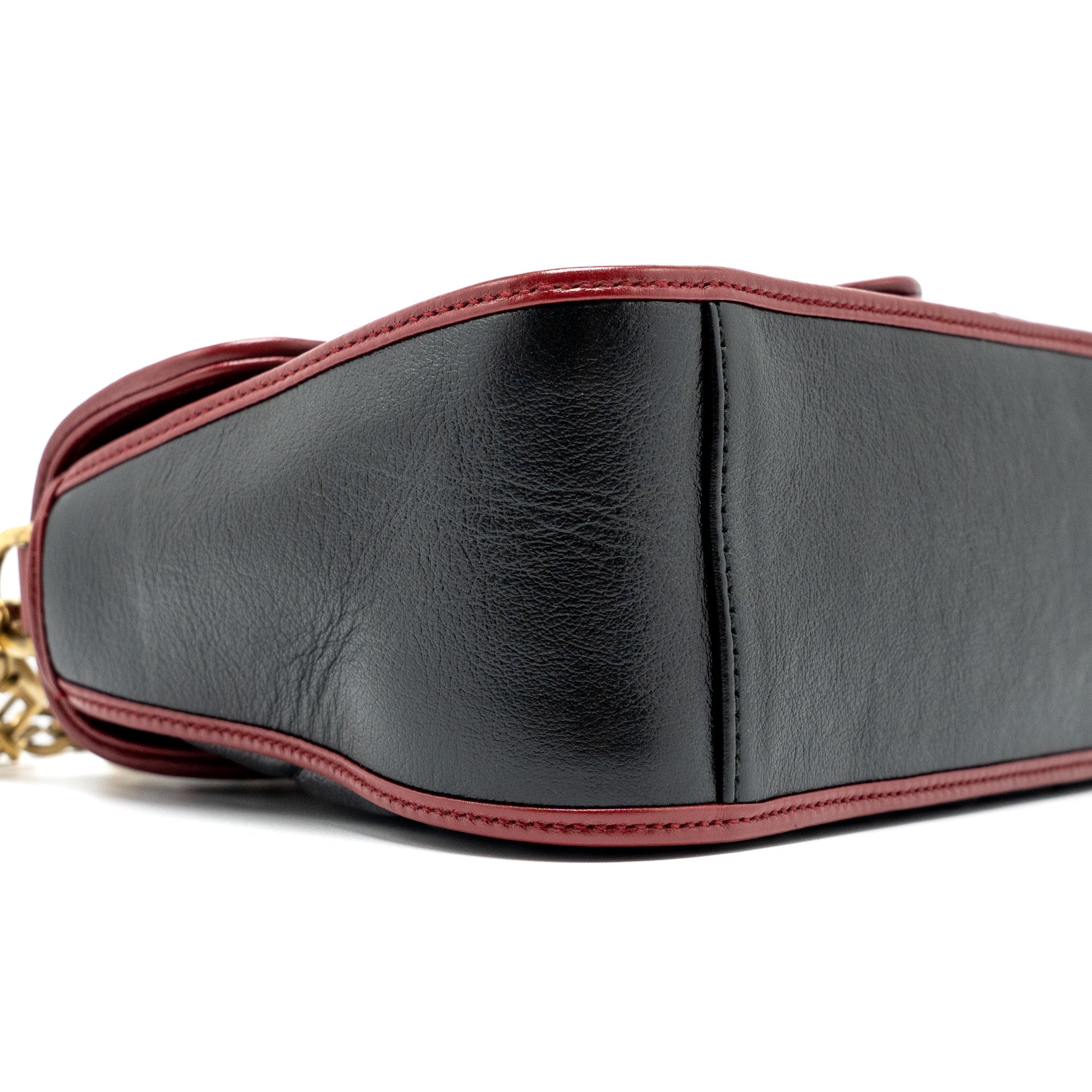 GUCCI GG MARMONT MINI TOP HANDLE BAG CALFSKIN BLACK/RED GHW