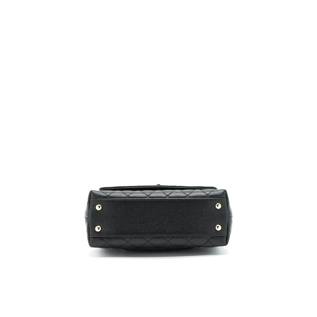 CHANEL 21K SMALL COCO HANDLE 24CM CAVIAR BLACK LGHW