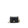 CHANEL 22C PEARL CRUSH MINI SQUARE RECTANGULAR FLAP BAG BLACK GHW（MICROCHIP)