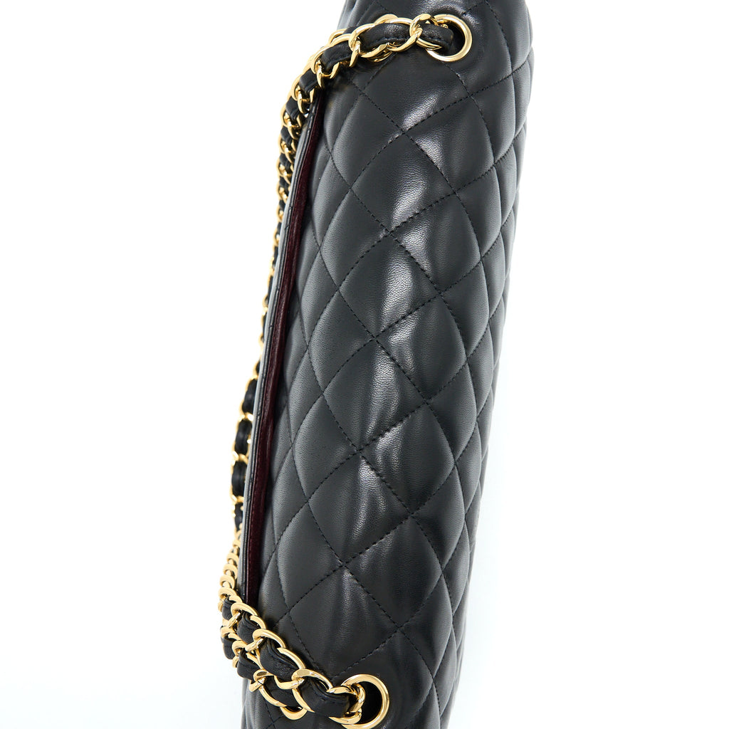 CHANEL MAXI CLASSIC DOUBLE FLAP BAG LAMBSKIN BLACK GHW