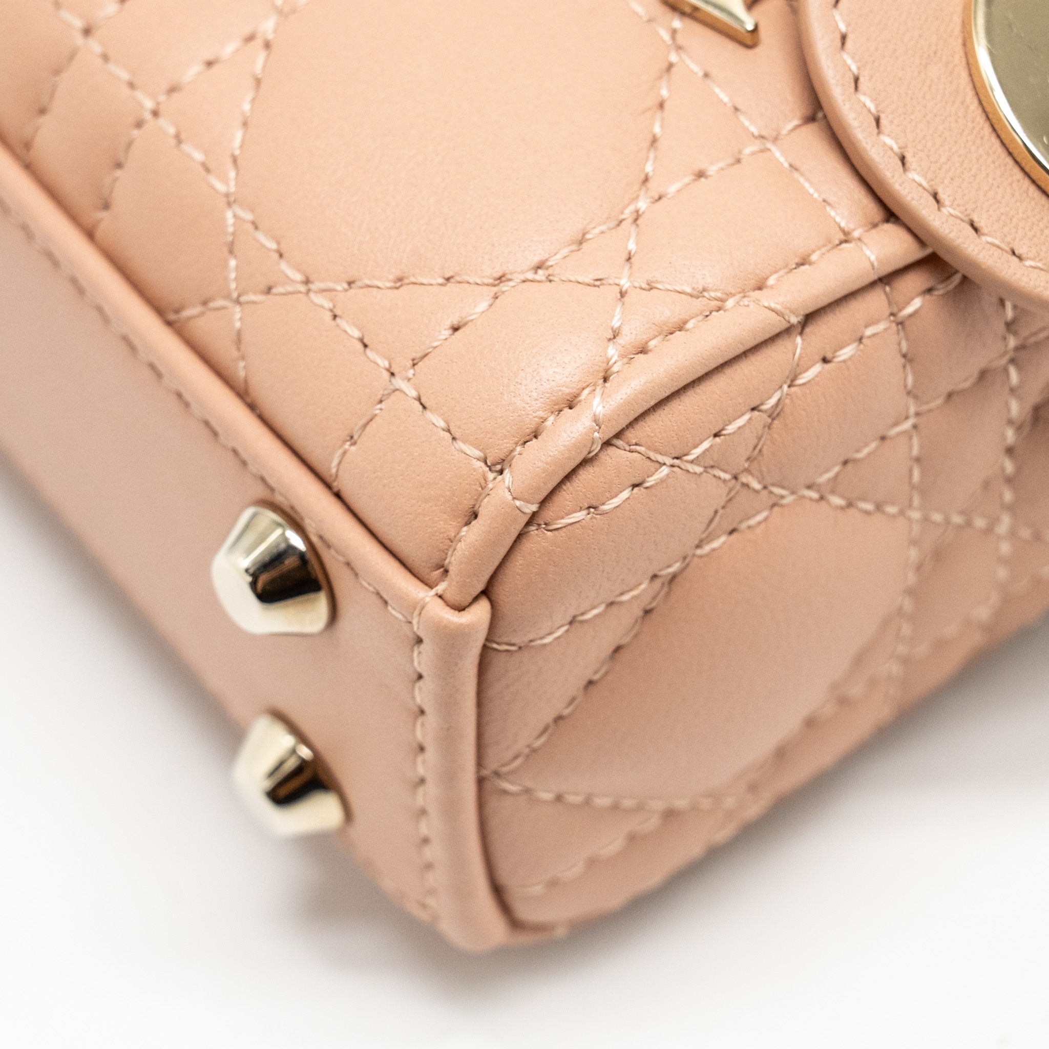 DIOR LADY DIOR MICRO BAG CANNAGE LAMBSKIN ROSE DES VENTS LGHW