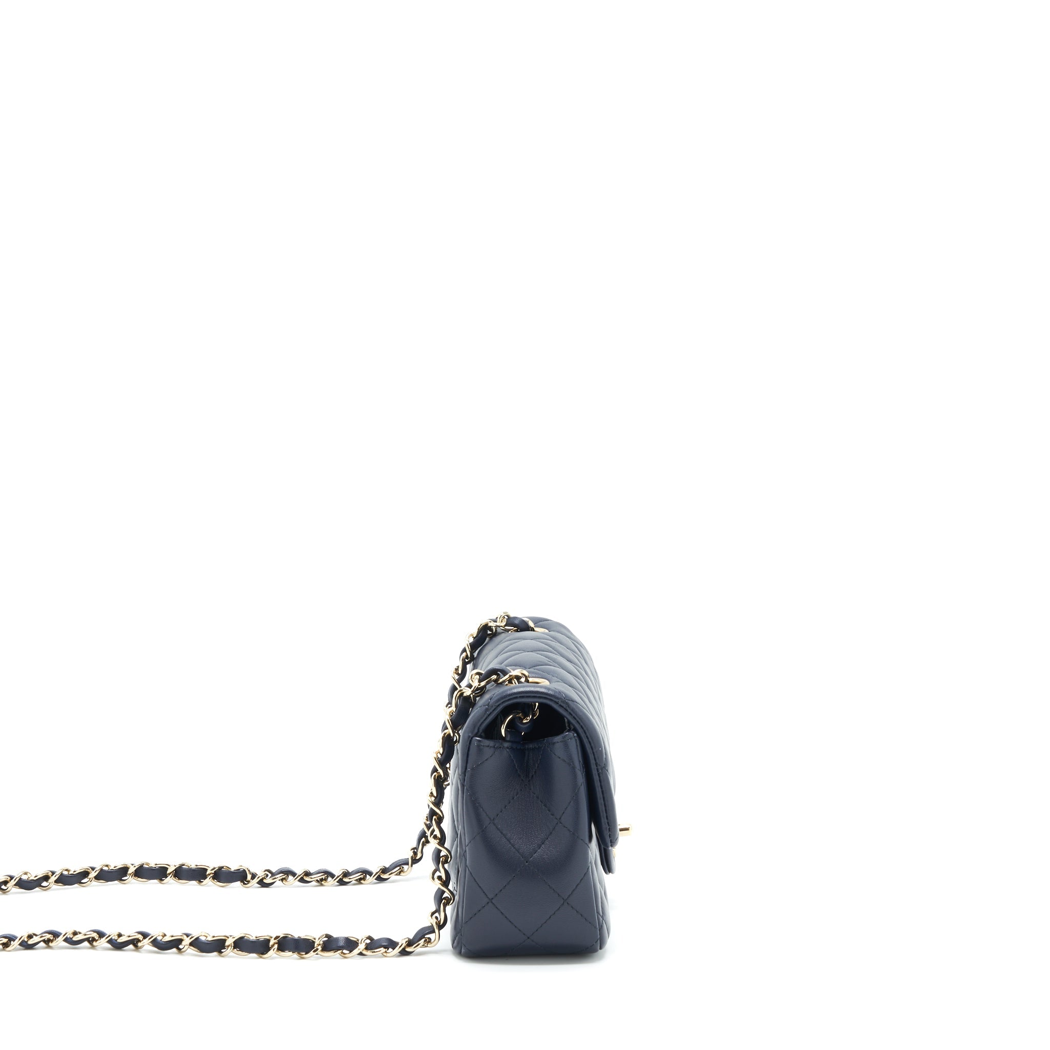 CHANEL MINI RECTANGULAR FLAP BAG LAMBSKIN NAVY LGHW