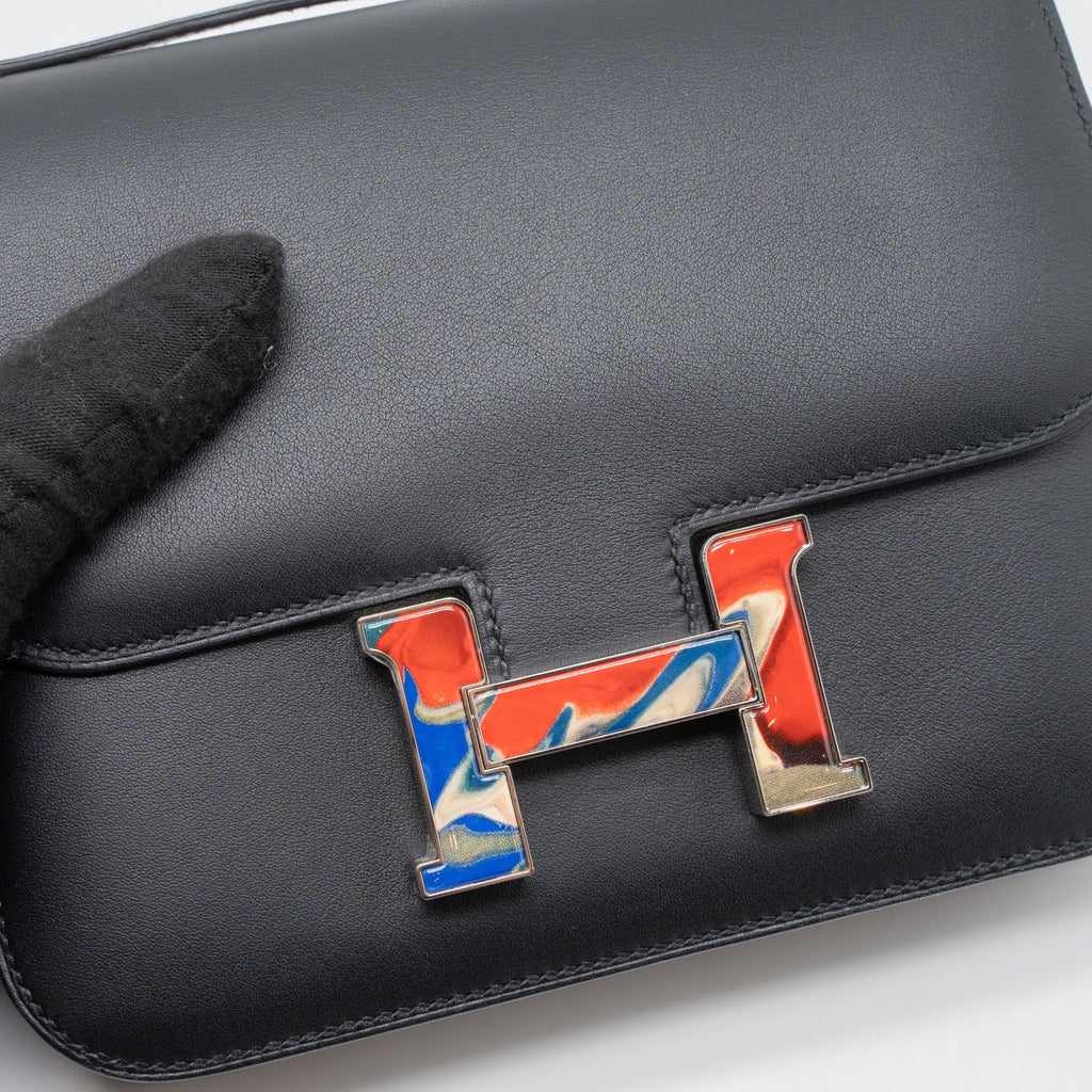 HERMES CONSTANCE MINI MARBLE LOCK SWIFT BLACK/MULTICOLOUR SHW