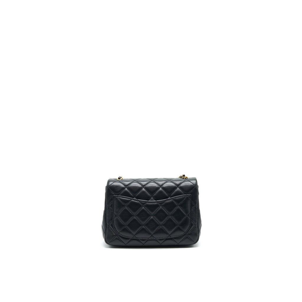 CHANEL 21B PEARL CRUSH MINI SQUARE FLAP BAG BLACK GHW (MICROCHIP)