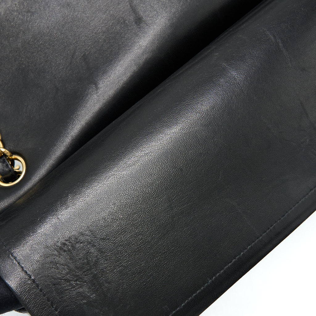 CHANEL MAXI CLASSIC DOUBLE FLAP BAG LAMBSKIN BLACK GHW
