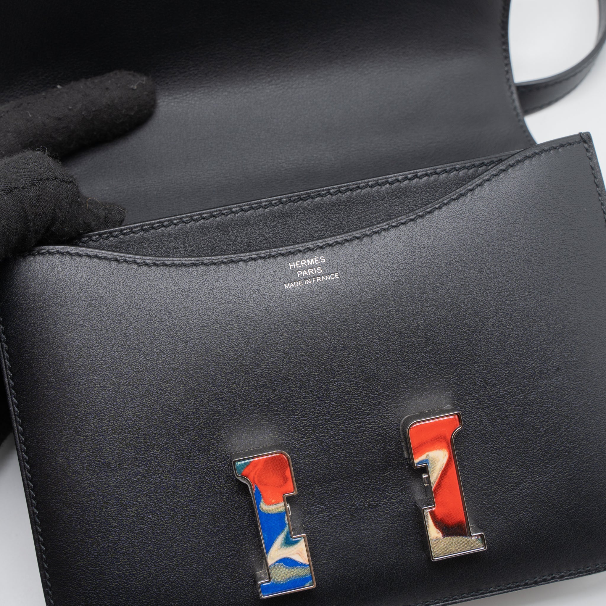 HERMES CONSTANCE MINI MARBLE LOCK SWIFT BLACK/MULTICOLOUR SHW