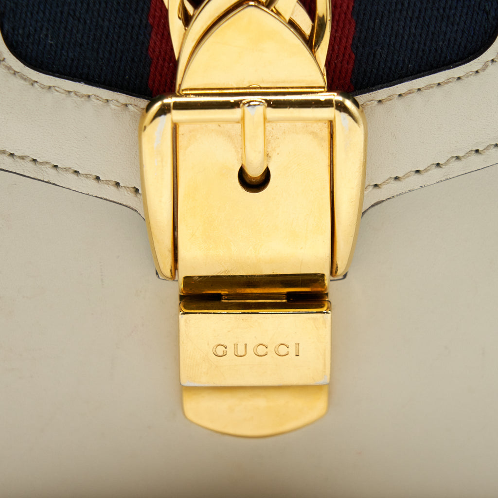 GUCCI SMALL SYLVIE BAG WHITE GHW