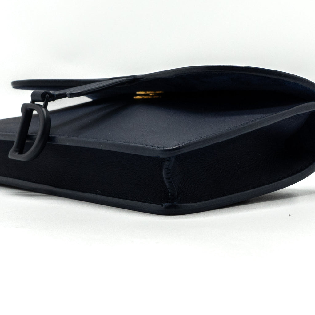 DIOR SADDLE BELT POUCH CALFSKIN BLUE WITH BLUE HARDWARE
