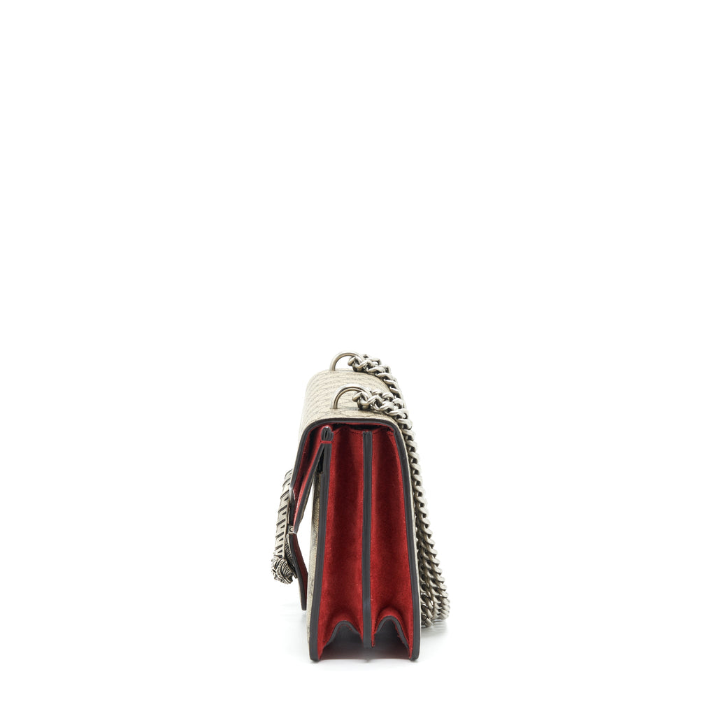 GUCCI DIONYSUS SHOULDER BAG RED/GG SUPREME CANVAS SHW